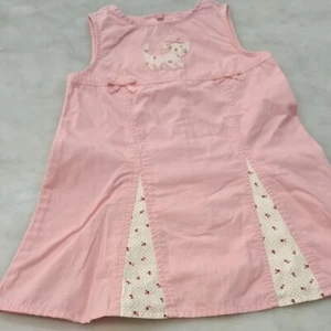 Vintage Gymboree Pink Sleeveless Dress with Cat Floral Sz 12-18 Months Bows Y2k - Picture 1 of 6