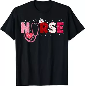 Nurses Valentines Day Hearts Stethoscope Gif For Girls Women T-Shirt Hoodie - Picture 1 of 19