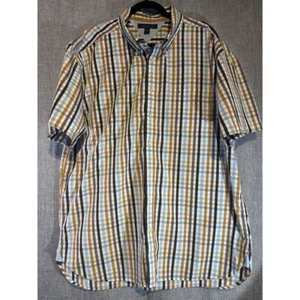 Tommy Hilfiger braun, schwarz, blau & weiß Muster Button Down XXL kurz SL Hemd - Bild 1 von 9