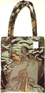 BOLSO DE MANO DE COMPRAS MUCHA INVIERNO HIVER TAPIZ TEJIDO Y HECHO EN FRANCIA 32CM X 41CM - Imagen 1 de 6