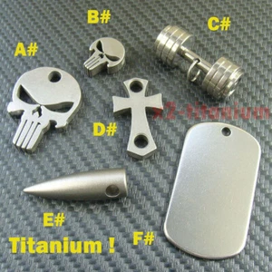 Titanium pendant Anti allergy Skull Dumbbell Cross Dog tag Bullet for necklace - Picture 1 of 27