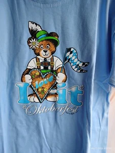 NEW! CUTE T-shirt 7/8, German I LOVE IT OKTOBERFEST MUNCHEN, Bavaria teddy-bear - Picture 1 of 5