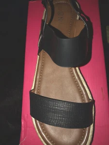Nature Breeze Women's 8 1/2 M 💜Black NEW Open Toe Espadrille Sandal - Picture 1 of 5