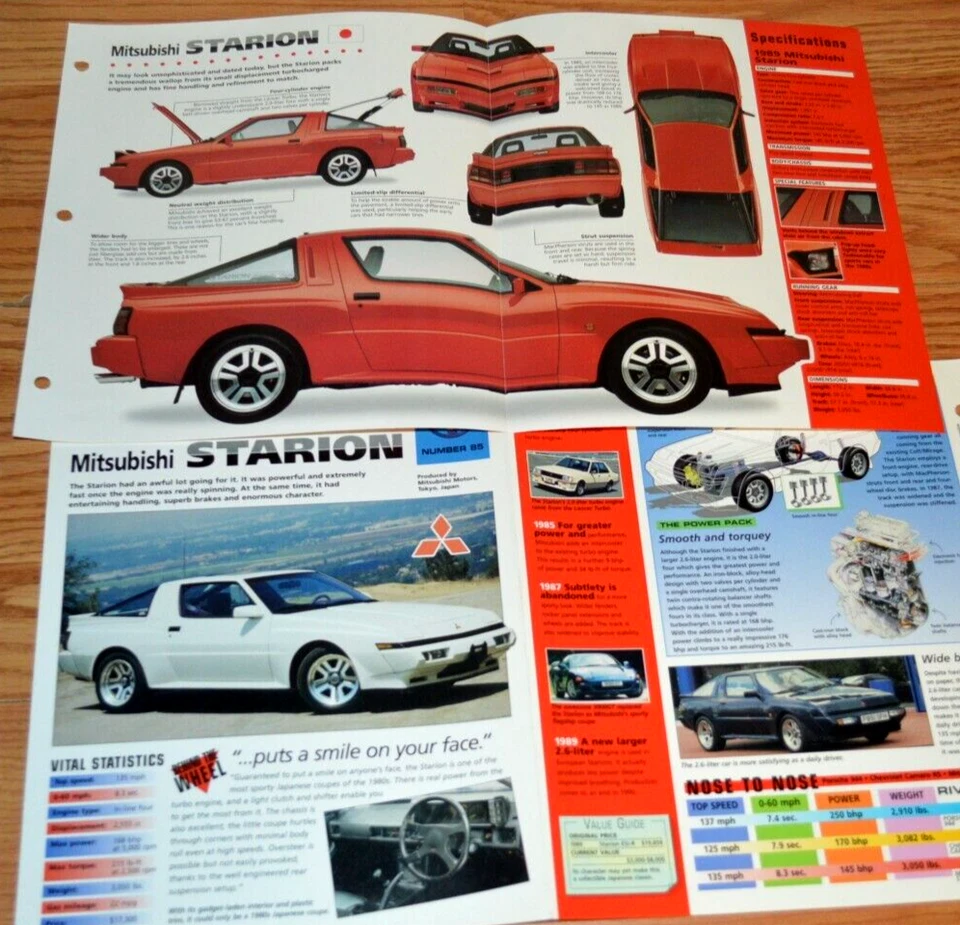 1989 Mitsubishi Starion Specs Info Original Poster Brochure Vintage 89 Turbo - Image 1 of 1