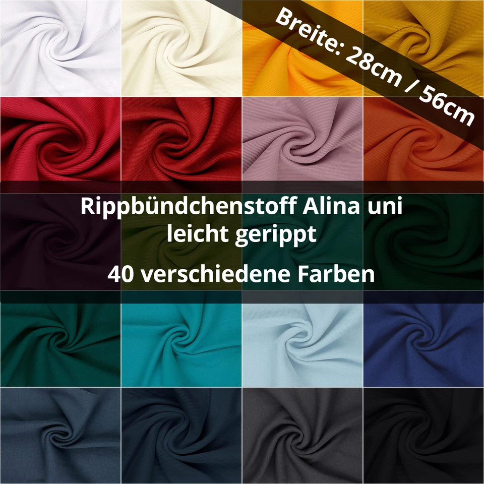 Bündchenstoff / Rippenbündchen Alina, gerippt, Schlauchware, uni (ab 0,25m) - Bild 1 von 1
