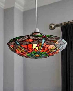 14" Mitcham Tiffany Easy Fit Ceiling Light Shade Uplighter - Picture 1 of 5