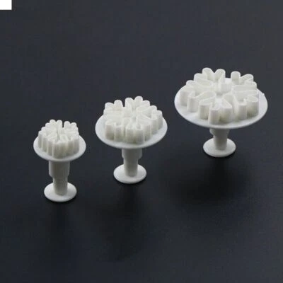 3pcs Snowflake Plunger Cutter Mold Sugarcraft Fondant Cake Decorating Tools CX