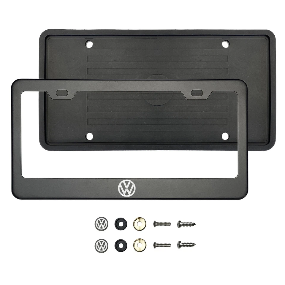 ITEZA custom matte black Laser Etched License Plate Frame with Screw Caps - Image 1 of 1