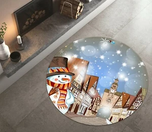 3D Schneemann Uhr N78 Weihnachten Spiel Teppich Matte Elegant Fototeppich Matte An - Bild 1 von 4