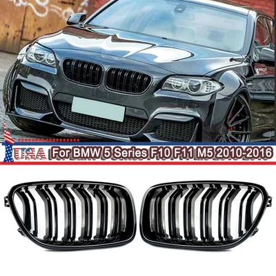 For 10-16 BMW F10 M5 style 535i 550i 528i Front Hood Kidney Grille Gloss Black - Image 1 of 4