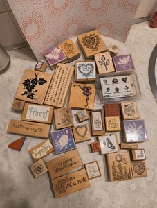Rubber Stamp Lot Used Stamping Up 93, 95, 96, 97 , Hero Arts Variety Lot - Picture 1 of 13