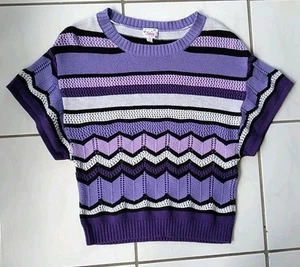 Girl Size 10 Justice Purple Short Sleeved Sweater In Excellent Condition - Picture 1 of 3