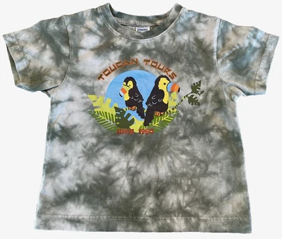Camiseta Gymboree Boy 2007 Jungle Preserve Toucan Tours Tie Dye Logo S/S Gráfico 3T Foto 1 de 4