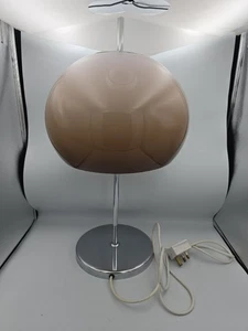 Vintage 1970s Meblo Guzzini Style Mushroom Table Lamp Chrome & Brown Acrylic - Picture 1 of 23