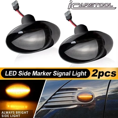For 2008-2014 Mini Cooper R55 Smoke Lens Amber LED Turn Signal Side Marker Light - Image 1 of 4