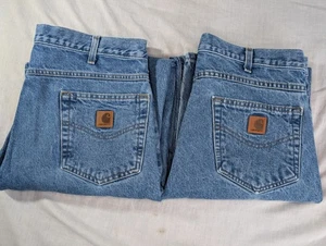 Two Pairs Of Carhartt B17 STW Blue Jeans 36x34 Relaxed Fit - Picture 1 of 22