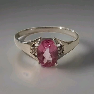 Anillo de plata de ley rosa circonita cúbica talla 6 Foto 1 de 4