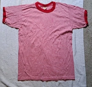 Vintage Russell Athletic Ringer Shirt Rot Kurzarm Tri Blend Meliert Medium - Bild 1 von 5