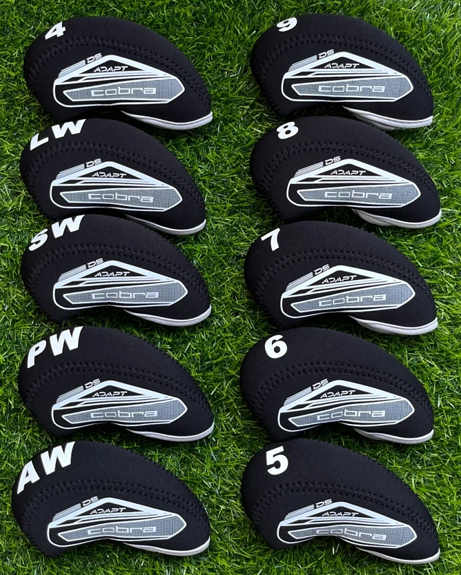 “10Pcs” Golf Iron Head Covers For Cobra DS ADAPT Headcover Black 4-9-APSL/W - Image 1 of 1
