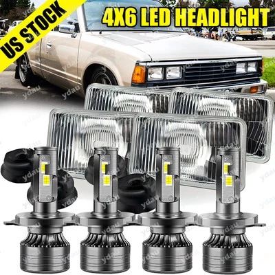 4PCS 4X6" LED Headlights Hi/Lo Sealed Beam DRL For Nissan 720 1983-1986 - Image 1 of 4