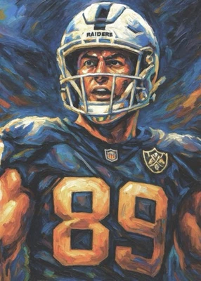 BROCK BOWERS * Oakland Raiders * FÚTBOL * Impresión de tarjeta de arte ilustrado * 4x6 Foto 1 de 2