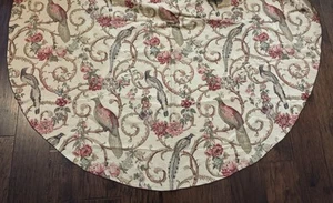 Schumacher Madrigal Botanical Birds Handcrafted 74” Round Tablecloth - Picture 1 of 5