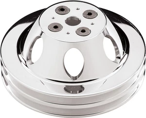 BILLET SPECIALTIES BBC POLISHED WATER PUMP PULLEY,SHORT,2 V-BELT GROOVES,CHEVY - Bild 1 von 1