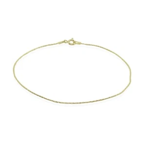 Tobillera de cadena de serpiente italiana con corte de diamante de 0,75 mm de plata de ley destellada de oro, 9 mm - Imagen 1 de 3