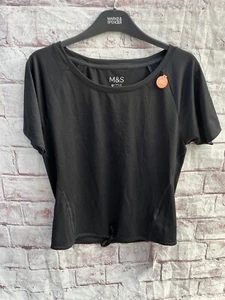 M&S Active Sportswear Black Top T-Shirt Size: Uk 8 - Picture 1 of 4