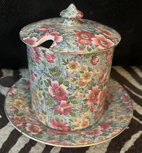 Vintage Lord Nelson England Briar Rose Chintz Marmelade / Gelee mit Deckel Teller Shabby Chic - Bild 1 von 4
