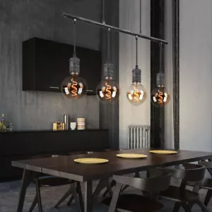Hängelampe Pendelleuchte Esstischleuchte 4 flammig Industrial Lampe grau H 120cm - Bild 1 von 10