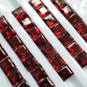 7MM 1PC Square Natural Red Garnet Mozambique Top Quality Unheated Gemstone  - Picture 1 of 4