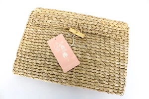 MAISON SCOTCH Womens Handbag OS Brown Straw Braided Unlined Summer Clutch - Picture 1 of 6