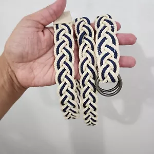J. Crew Unisex Braided/Woven Belt Double Ring Belt NWT Size L/XL Preppy Nautical - Picture 1 of 20