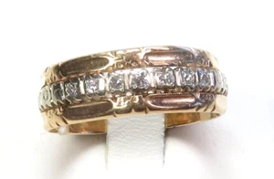 Antique 1920's Diamond Women's Wedding Band 13K Two Tone Ring Size 7.25 UK-0 - Picture 1 of 12