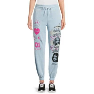 Bratz Juniors’ Graphic faded Jogger Pants, 28.5” Inseam, Freshwater Blue Size L - Picture 1 of 4