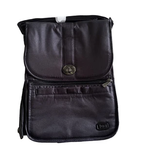 NWOT Lug Moped Medium Crossbody Bag Black Textured RFID Travel Adjustable - Picture 1 of 5