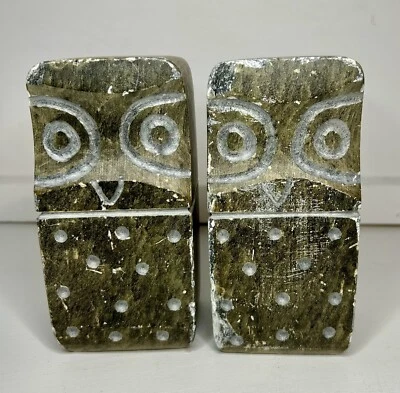 2 Vintage DIMU Owls Hand Carved Soapstone Figurines Book Ends Dieter Muckenheim - Image 1 of 4