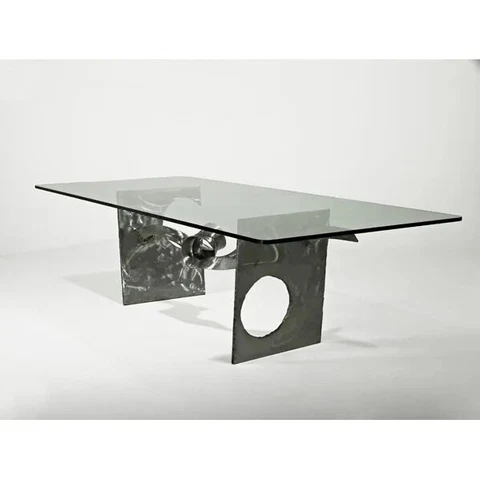 1970s Silas Seandel Brutalist "Knot" Torch-Cut Steel Dining Table Cover