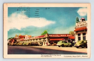 Postcard Mexico Baja California Tijuana Avenida Revolucion Beer Cantina 1947 - Picture 1 of 2