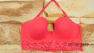 VICTORIA'S SECRET PINK BEACH SEXY LACE BUSTIER BIKINI SWIM SUIT TOP 36B - Picture 1 of 7