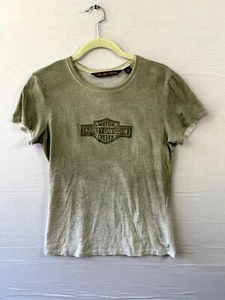 Harley Davidson T-Shirt Women Medium Green Ombre Effect Embellished Milwaukee Wi - Picture 1 of 6