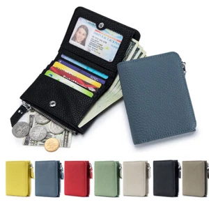 Women Small Genuine Leather Wallet RFID Credit Card Holder Mini Bifold Purse - Picture 1 of 22