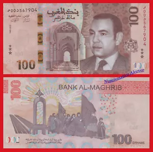 MARRUECOS MOROCCO 100 Dirhams 2023 (2024) Pick W81 SC / UNC - Imagen 1 de 1