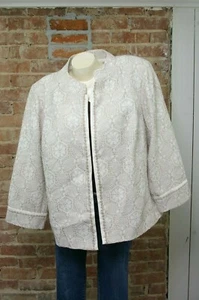 Rafael Womens Jacket Blazer Top Sz 22 Cream Ivory Beige Lace NWT - Picture 1 of 8