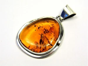 Colgante ámbar báltico de plata de ley 925 marrón para mujer coñac natural 3858 - Imagen 1 de 10