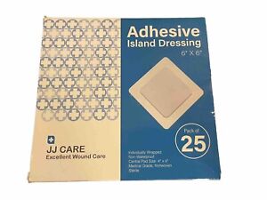 JJ CARE [Pack of 25] Waterproof Adhesive Island Dressing 6”x6” Sterile Wound