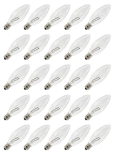 25 Pack - Replacement Light Bulbs for Electric Candle Lamps, Window Candles, 7W - Picture 1 of 3