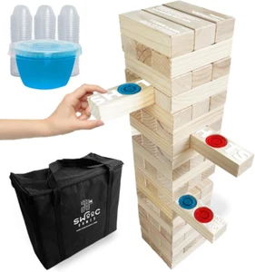 Riesiger Turm Partyspiel mit versteckten Jello Shots Einwegbecher Deckel & Tragetasche - Bild 1 von 12