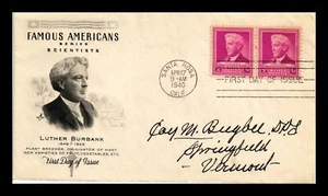 US COVER LUTHER BURBANK FAMOUS AMERICANS FDC SCOTT 876 PAIR ARTCRAFT - Picture 1 of 2